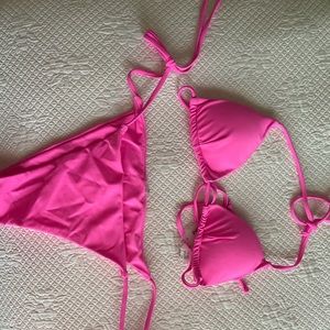 Neon pink string bikini